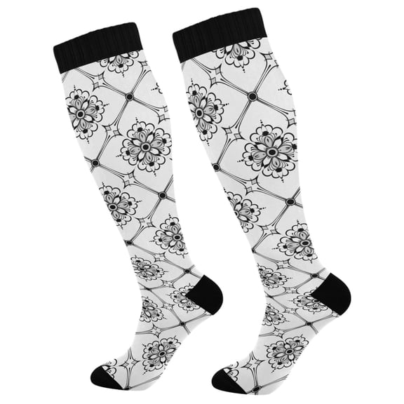 joogoo Geometric Floral Socks Women Men Knee High Sock