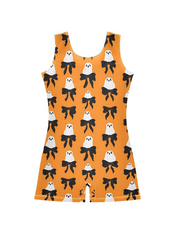 Ghosts Bows Pattern Girls Leotards Gymnastics Tumbling Outfit Biketard Unitard 3-4Years