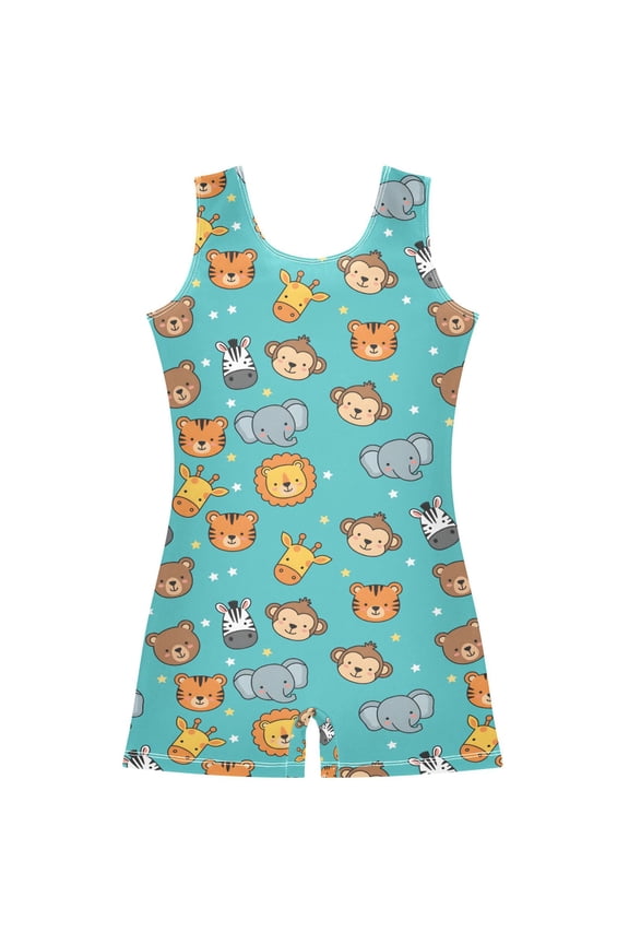 Giraffe Elephant Bears Pattern Girls Leotards Gymnastics Tumbling Outfit Biketard Unitard 2-3Years