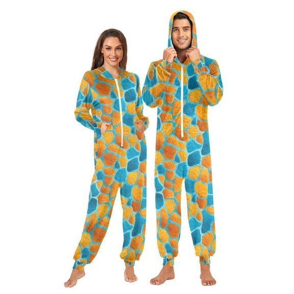 joogoo Giraffe Pattern Pattern Unisex Adults Onesies Pajamas Jumpsuits XL