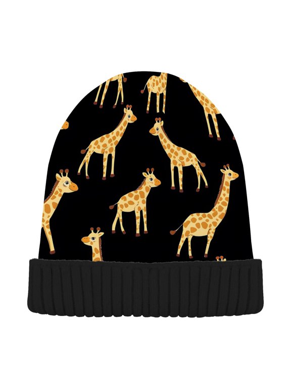 Giraffes Pattern Beanie Hats Men Women Cuffed Skull Cap Winter Warm Knit Thick Beanies