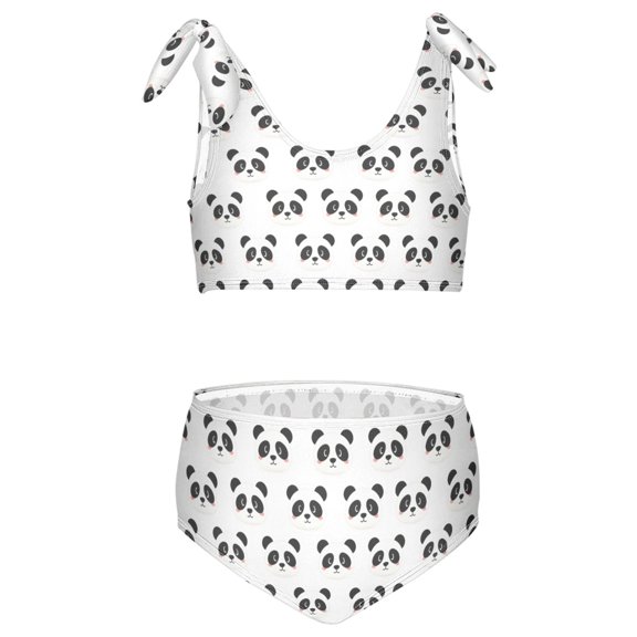 joogoo Girls 2 Piece Cute Panda Cartoon Print Swimsuit Set Kids with Adjustable Straps Bathing Suit Summer Beach Pool Swimwear for 7-8T