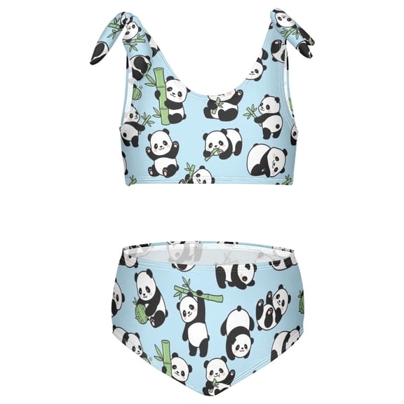 joogoo Girls 2 Piece Pandas Cute Print Swimsuit Set Kids with Adjustable Straps Bathing Suit Summer Beach Pool Swimwear for 7-8T