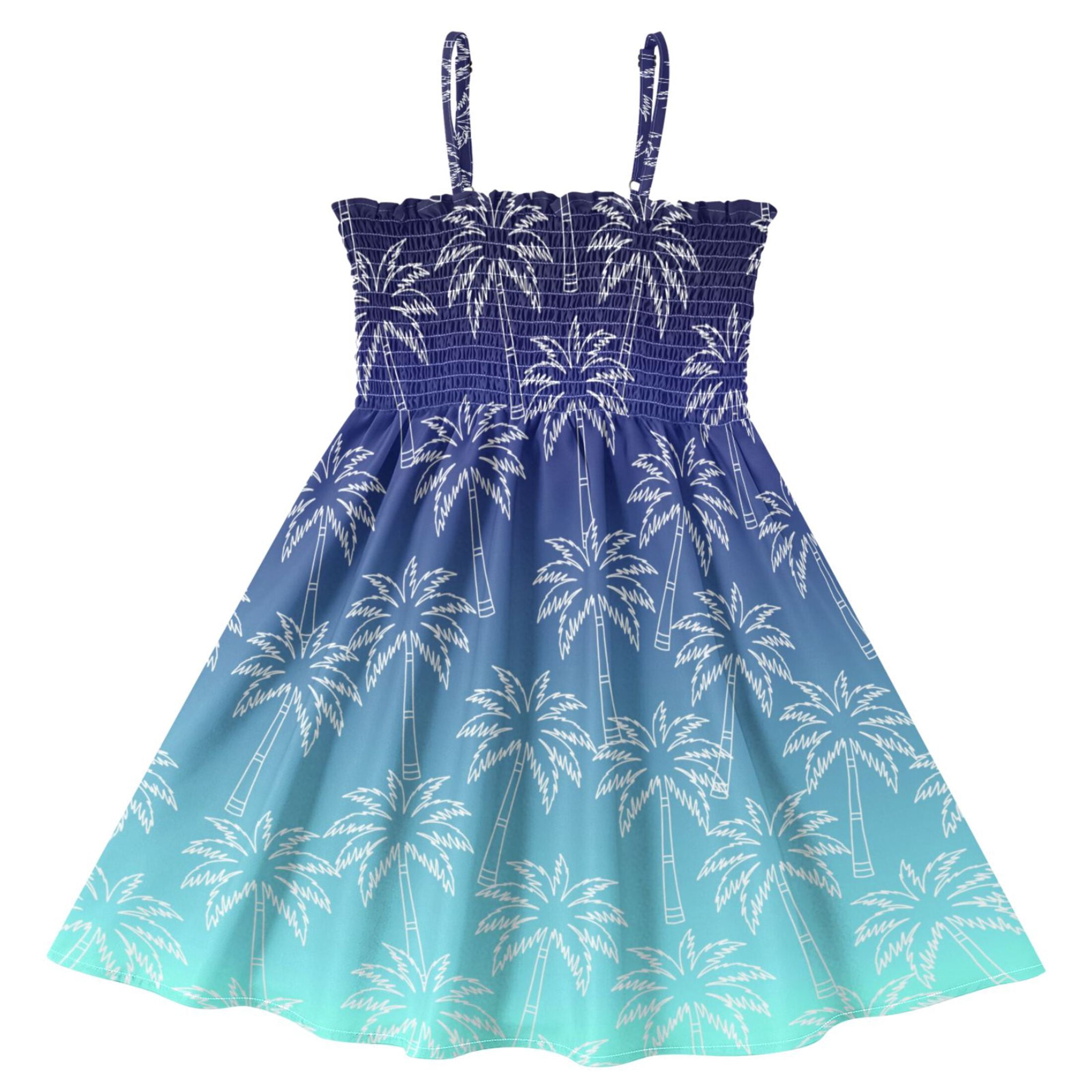 joogoo Girls' Gradient Palm Trees Print Cami Dress Kids Sleeveless ...
