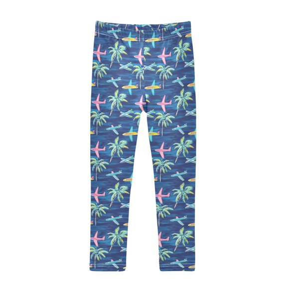 joogoo Girls' Leggings Airplanes Palm Trees Yoga Pants 9-10T