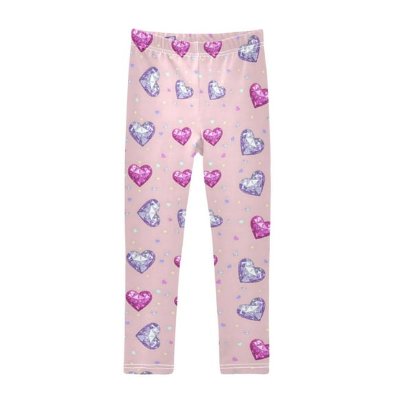 joogoo Girls' Leggings Beautiful Glitter Hearts Yoga Pants 7-8T