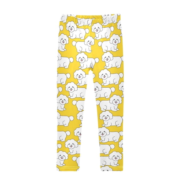 joogoo Girls' Leggings Bichon Cartoon Dogs Yoga Pants 9-10T