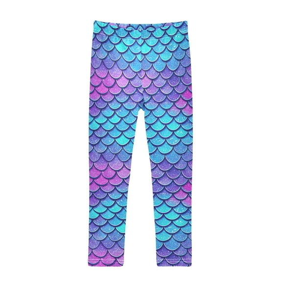 joogoo Girls' Leggings Blue Dragon Scales Yoga Pants 9-10T