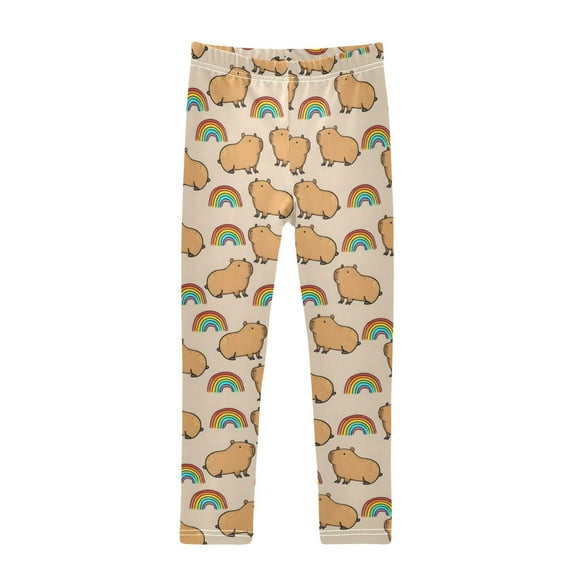 joogoo Girls' Leggings Capybara Rainbows Yoga Pants 6T