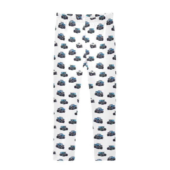 joogoo Girls' Leggings Car Trucks Cartoon Blue Yoga Pants 7-8T