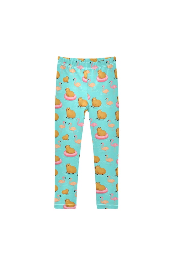 Girls' Leggings Cartoon Capybara Flamingo Yoga Pants 7-8T