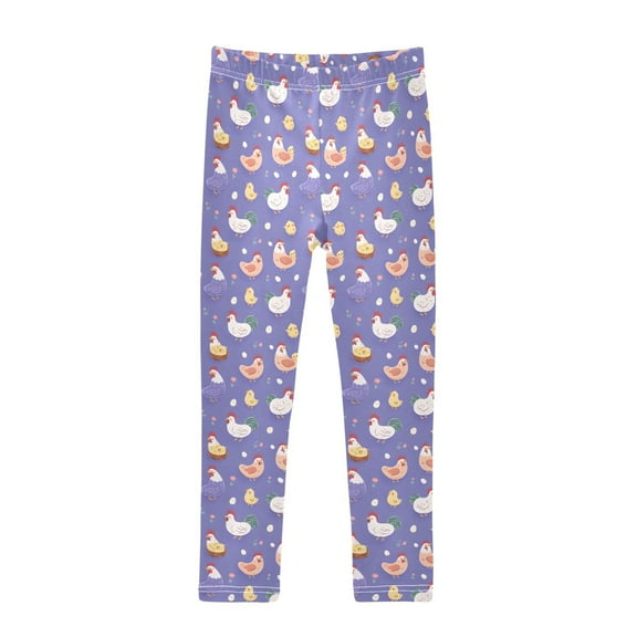 joogoo Girls' Leggings Cartoon Chickens Purple Yoga Pants 5T