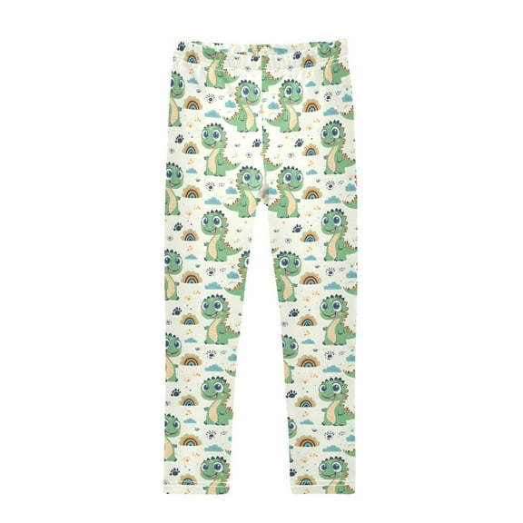 joogoo Girls' Leggings Cartoon Dinosaurs Rainbow Yoga Pants 6T