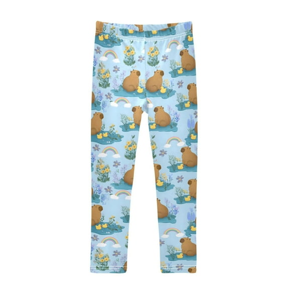 joogoo Girls' Leggings Cartoon Duck Capybaras Yoga Pants 6T
