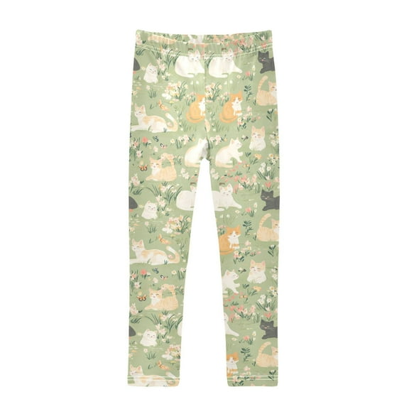 joogoo Girls' Leggings Cat Flowers Yoga Pants 5T