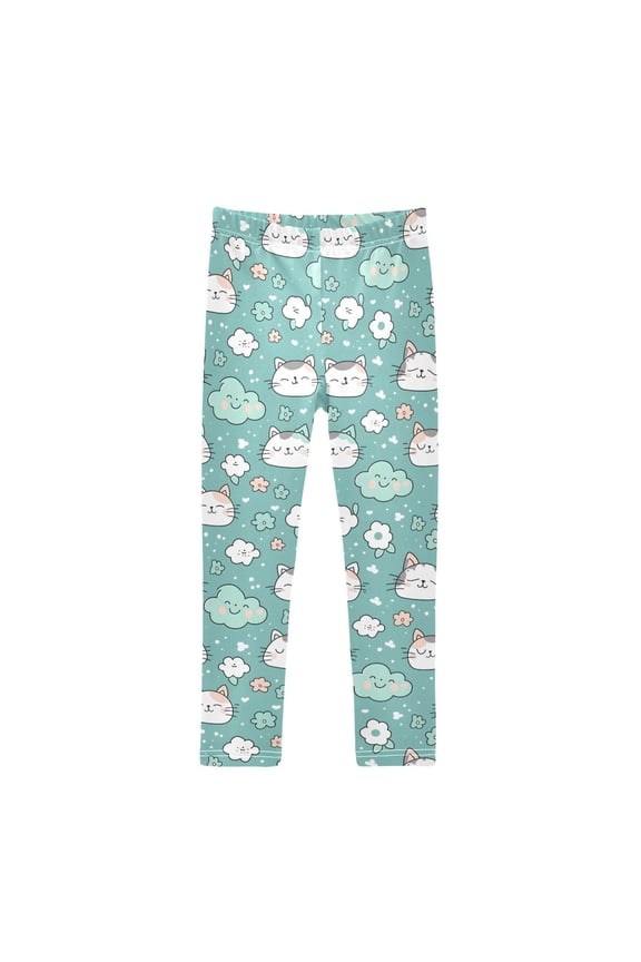 Girls' Leggings Cat and Flower Clouds Yoga Pants 4T