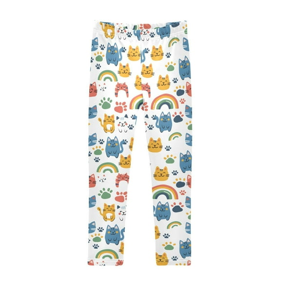 joogoo Girls' Leggings Cats and Rainbow Yoga Pants 7-8T