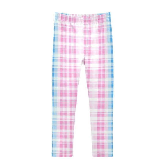 joogoo Girls' Leggings Checkered Plaid Yoga Pants 7-8T