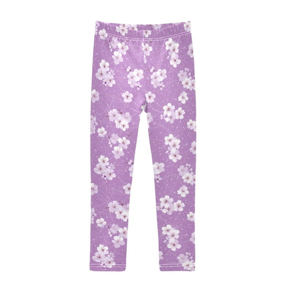 joogoo Girls' Leggings Cherry Blossom Yoga Pants 7-8T