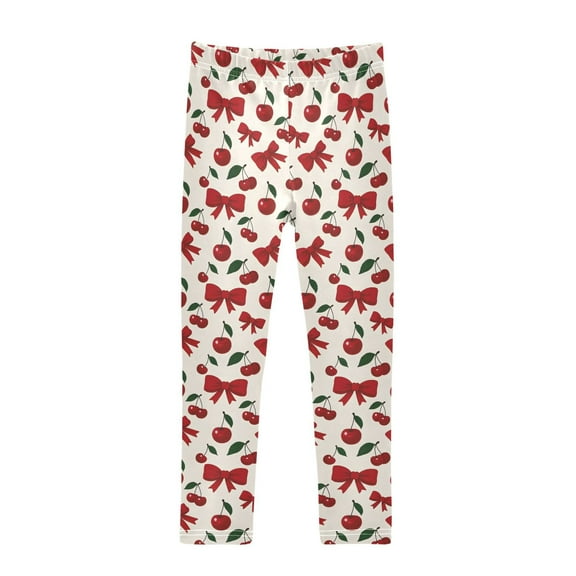 joogoo Girls' Leggings Cherry Fruits Bow Yoga Pants 7-8T
