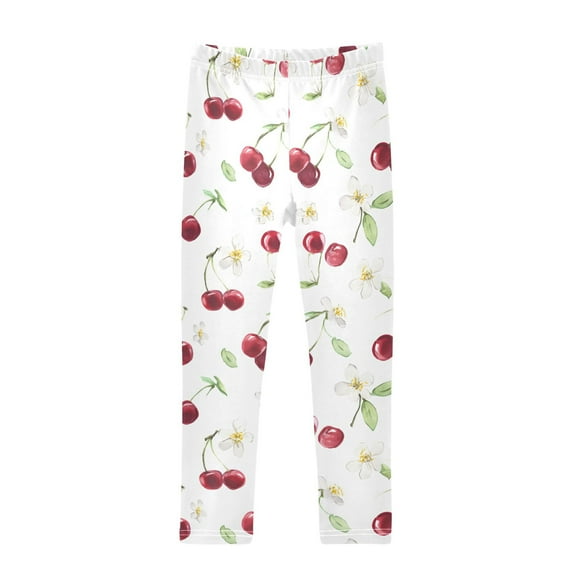joogoo Girls' Leggings Cherry Gardenia Floral Yoga Pants 5T
