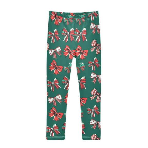 joogoo Girls' Leggings Christmas Bows Yoga Pants 7-8T