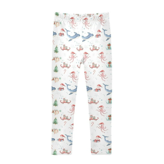 joogoo Girls' Leggings Christmas Xmas Whales Yoga Pants 6T