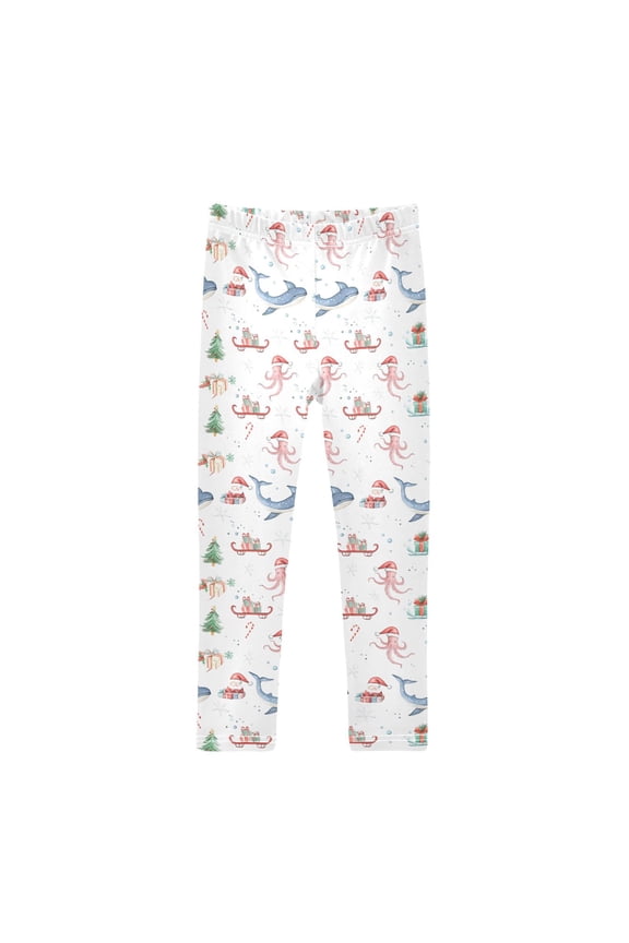 Girls' Leggings Christmas Xmas Whales Yoga Pants 9-10T