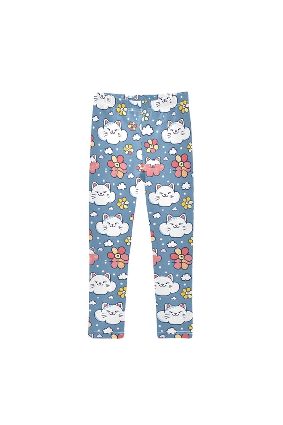 Girls' Leggings Cute Cat Face Flower Yoga Pants 5T