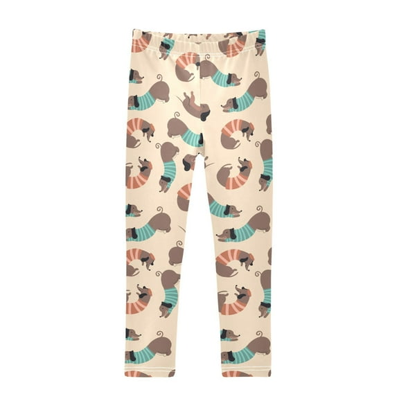 joogoo Girls' Leggings Cute Dachshund Pattern Yoga Pants 9-10T