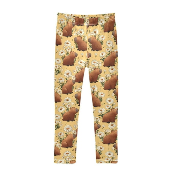 joogoo Girls' Leggings Daisy Brown Capybara Yoga Pants 4T
