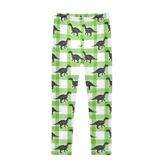joogoo Girls' Leggings Dinosaur on Checkered Yoga Pants 6T