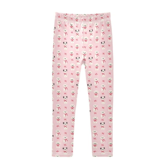 joogoo Girls' Leggings Dogs Bows Pink Yoga Pants 6T