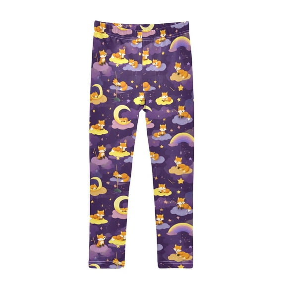 joogoo Girls' Leggings Dreamy Rainbows Fox Yoga Pants 7-8T