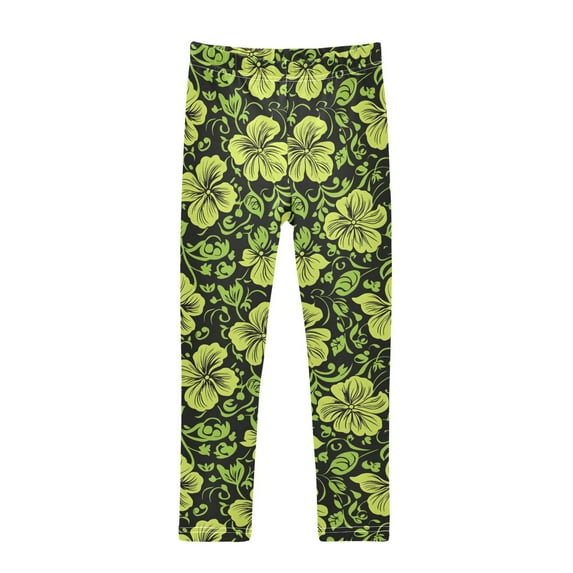 joogoo Girls' Leggings Elegant Tropical Floral-h7 Yoga Pants 7-8T