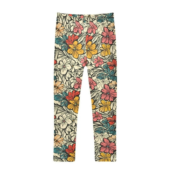 joogoo Girls' Leggings Elegant Tropical Floral-p7 Yoga Pants 6T