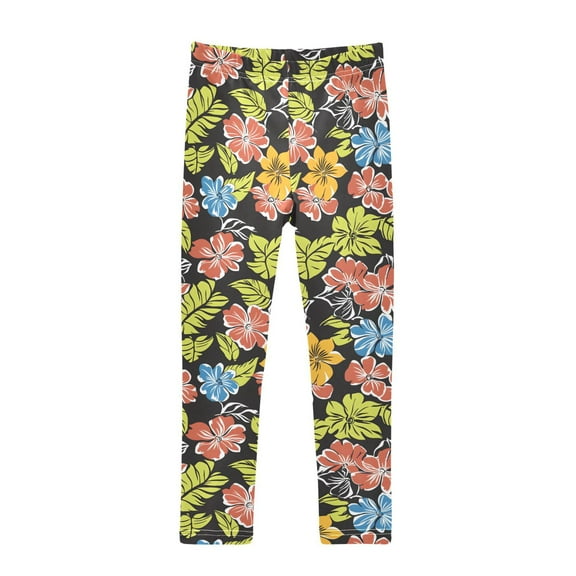 joogoo Girls' Leggings Elegant Tropical Flower-t7 Yoga Pants 6T