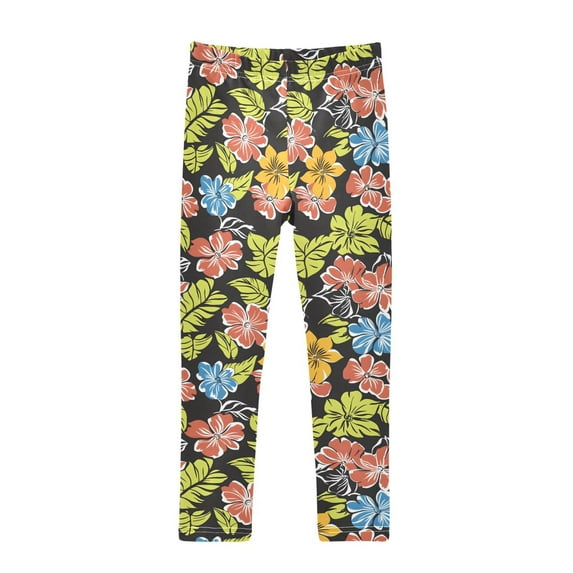 joogoo Girls' Leggings Elegant Tropical Flower-t7 Yoga Pants 9-10T