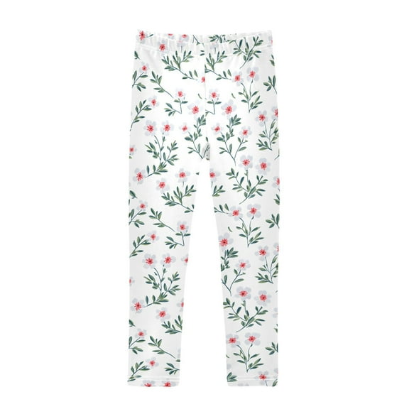 joogoo Girls' Leggings Floral Leaf Yoga Pants 7-8T