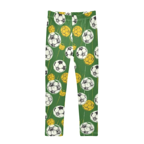joogoo Girls' Leggings Football on Green Yoga Pants 6T