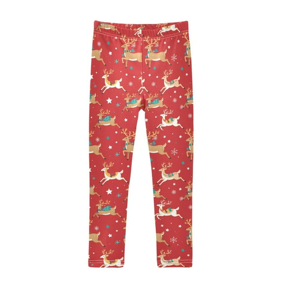 joogoo Girls' Leggings Funny Reindeer Snowflake Yoga Pants 6T