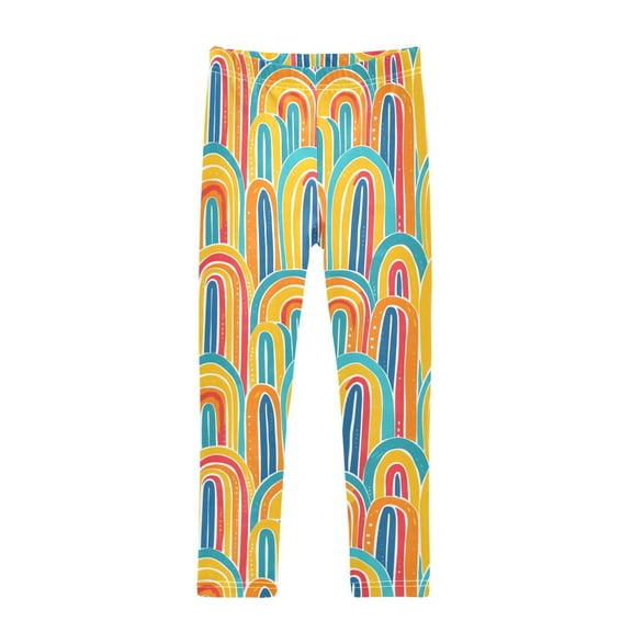 joogoo Girls' Leggings Geometric Rainbow Colorful Yoga Pants 6T