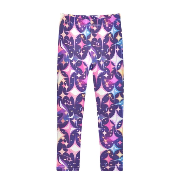 joogoo Girls' Leggings Geometric Shiny Pattern Yoga Pants 7-8T