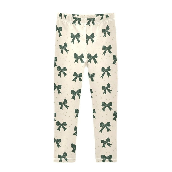 joogoo Girls' Leggings Green Bows Yoga Pants 9-10T