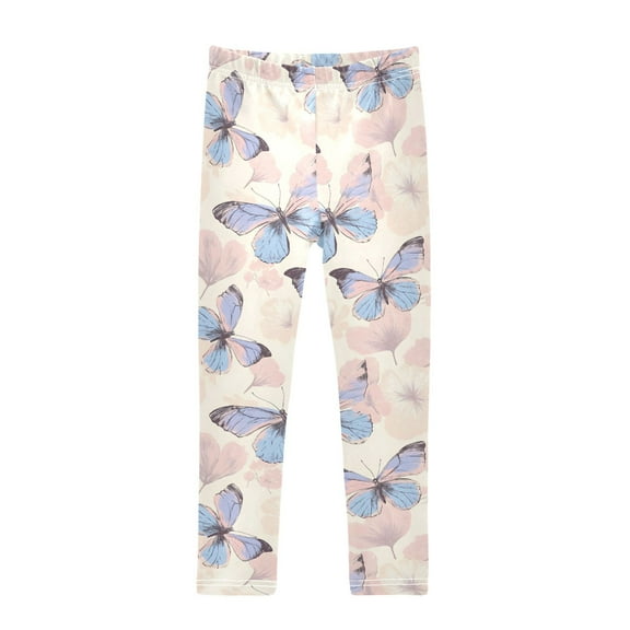 joogoo Girls' Leggings Hand Drawn Butterfly Yoga Pants 7-8T