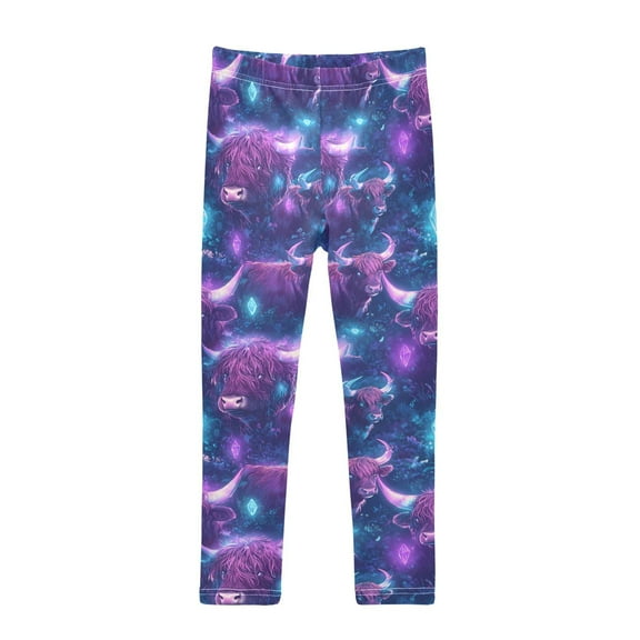 joogoo Girls' Leggings Highland Cattle Texture Yoga Pants 9-10T