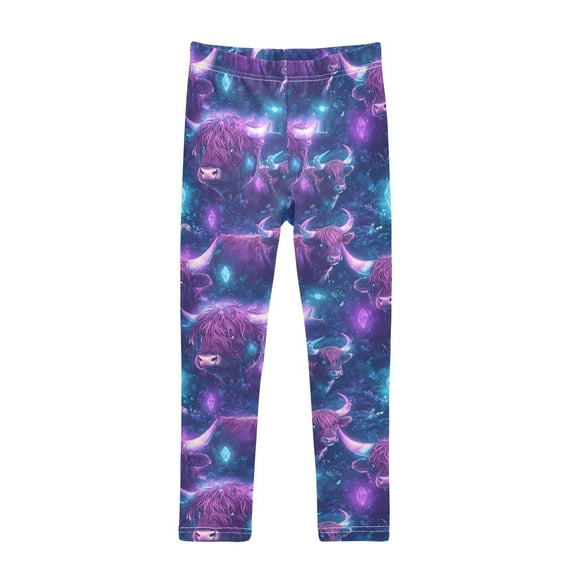 joogoo Girls' Leggings Highland Cattle Texture Yoga Pants 9-10T