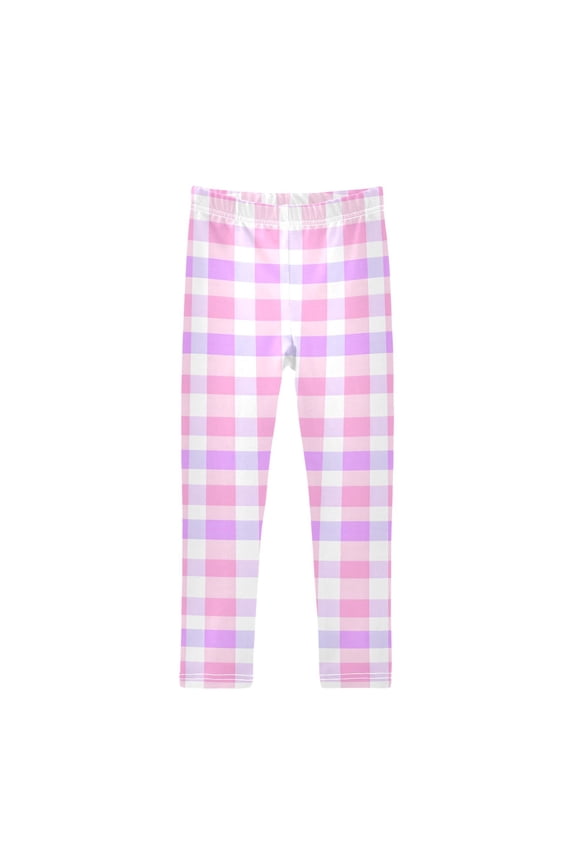 Girls' Leggings Lavender Checkered Yoga Pants 5T