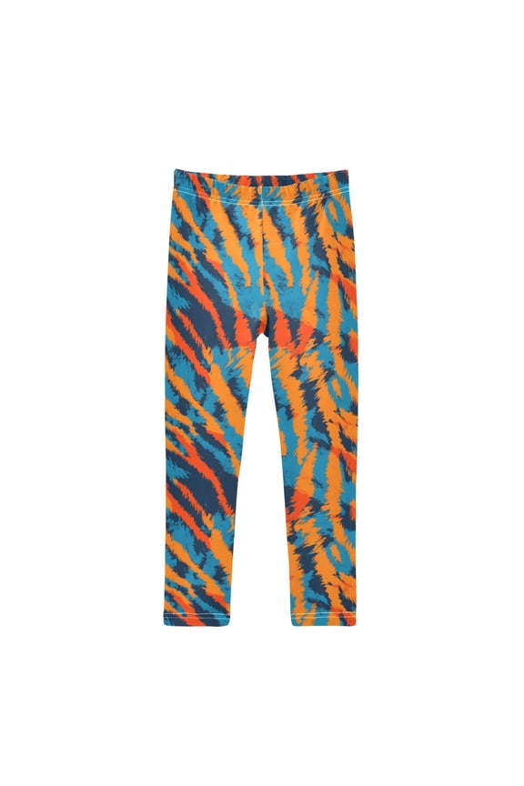 Girls' Leggings Orange Tiger Stripes Yoga Pants 6T