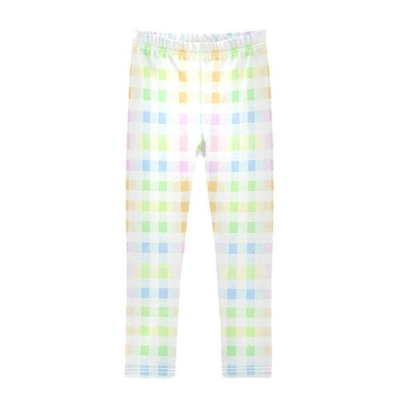 joogoo Girls' Leggings Pastel Checkered Yoga Pants 6T